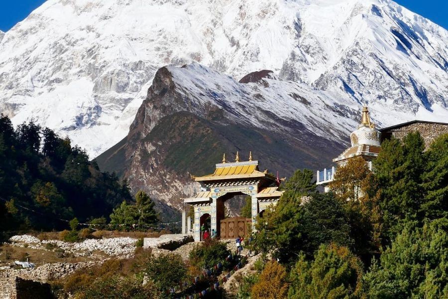 Ribung Monastery near Lho Village in Manaslu region.